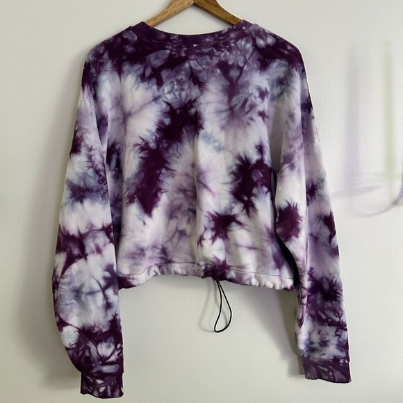 Cobble Lane Cropped Purple Tie Dye Sweatshirt Women Size Large Cotton Blend - Picture 5 of 6